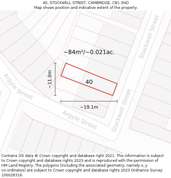 40, STOCKWELL STREET, CAMBRIDGE, CB1 3ND: Plot and title map