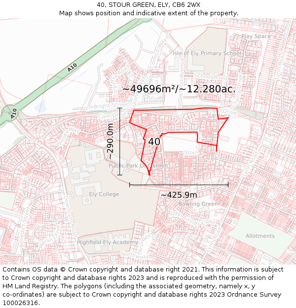 40, STOUR GREEN, ELY, CB6 2WX: Plot and title map