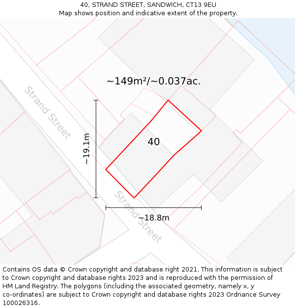 40, STRAND STREET, SANDWICH, CT13 9EU: Plot and title map
