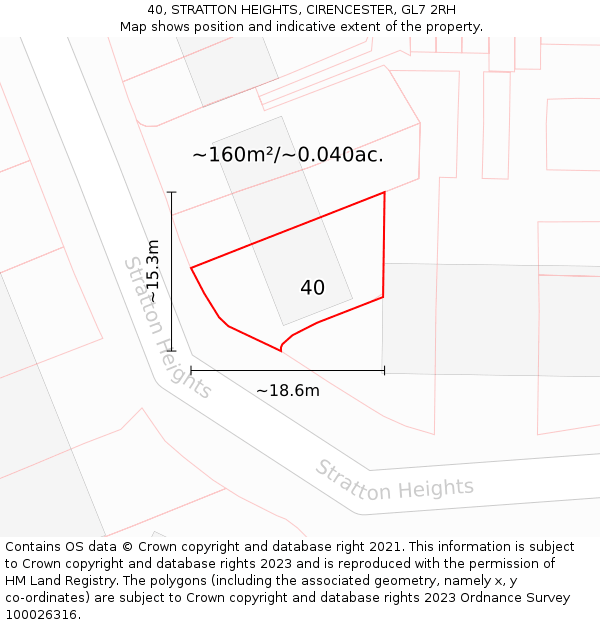 40, STRATTON HEIGHTS, CIRENCESTER, GL7 2RH: Plot and title map