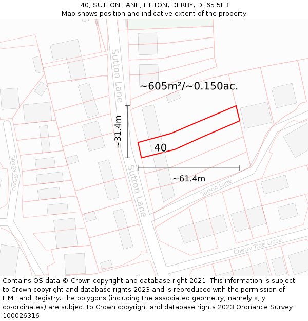 40, SUTTON LANE, HILTON, DERBY, DE65 5FB: Plot and title map