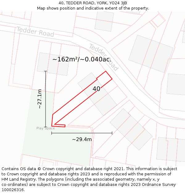 40, TEDDER ROAD, YORK, YO24 3JB: Plot and title map