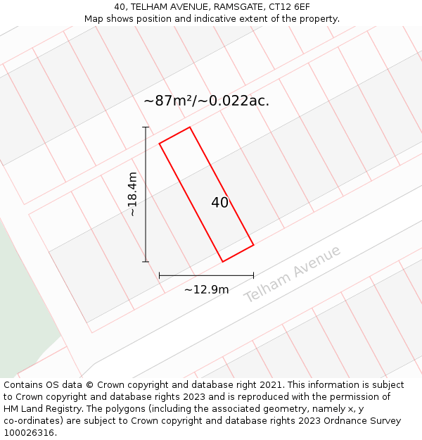 40, TELHAM AVENUE, RAMSGATE, CT12 6EF: Plot and title map