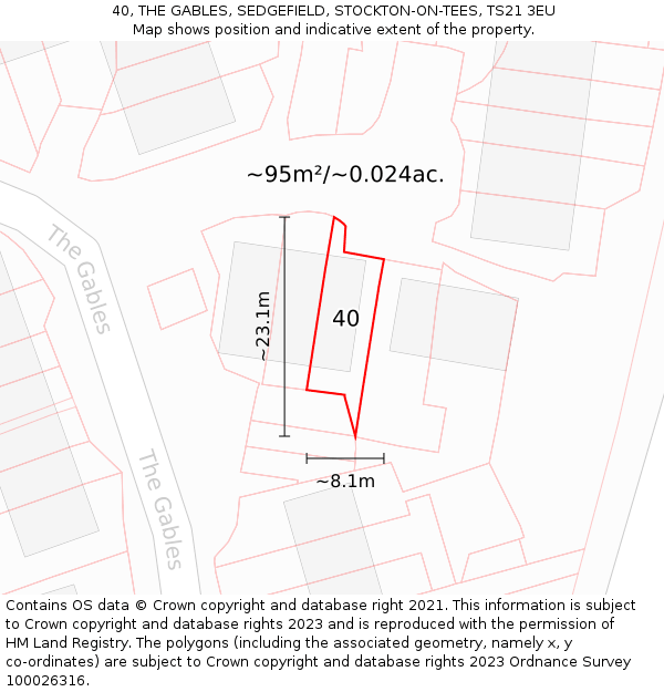 40, THE GABLES, SEDGEFIELD, STOCKTON-ON-TEES, TS21 3EU: Plot and title map