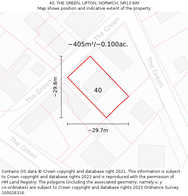 40, THE GREEN, UPTON, NORWICH, NR13 6AY: Plot and title map