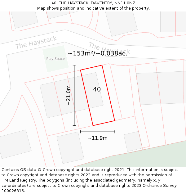40, THE HAYSTACK, DAVENTRY, NN11 0NZ: Plot and title map