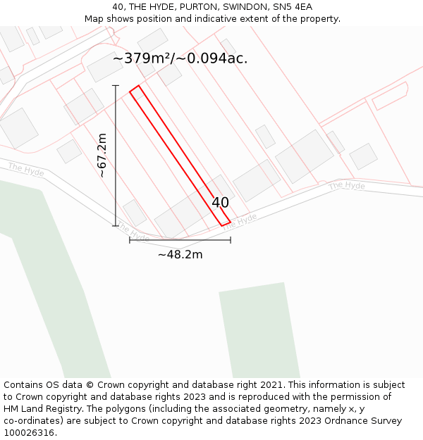 40, THE HYDE, PURTON, SWINDON, SN5 4EA: Plot and title map