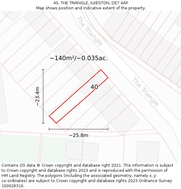 40, THE TRIANGLE, ILKESTON, DE7 4AP: Plot and title map