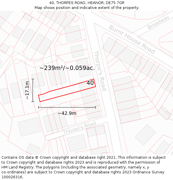 40, THORPES ROAD, HEANOR, DE75 7GR: Plot and title map