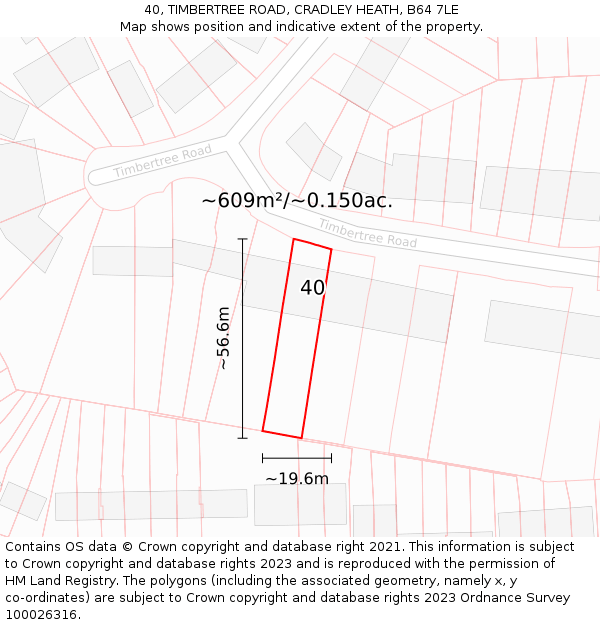 40, TIMBERTREE ROAD, CRADLEY HEATH, B64 7LE: Plot and title map