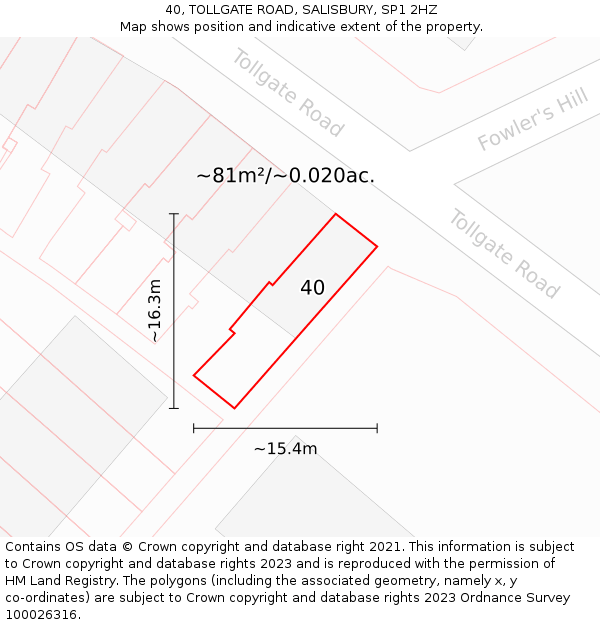 40, TOLLGATE ROAD, SALISBURY, SP1 2HZ: Plot and title map