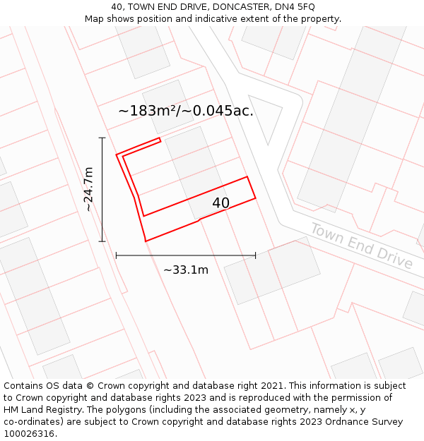 40, TOWN END DRIVE, DONCASTER, DN4 5FQ: Plot and title map