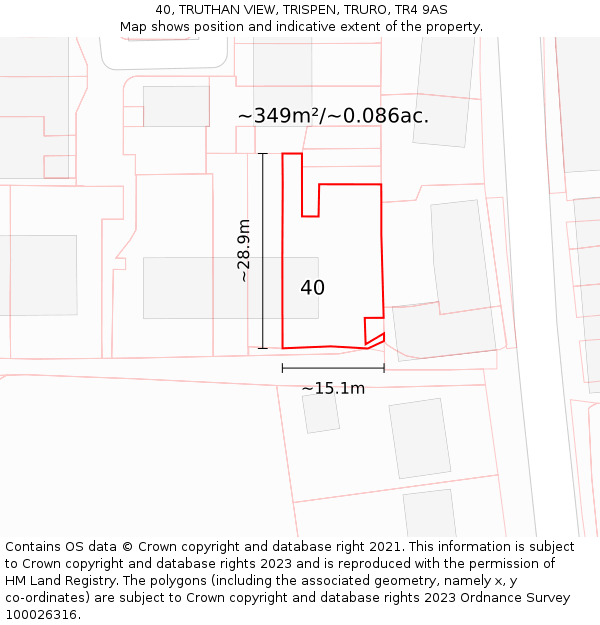 40, TRUTHAN VIEW, TRISPEN, TRURO, TR4 9AS: Plot and title map