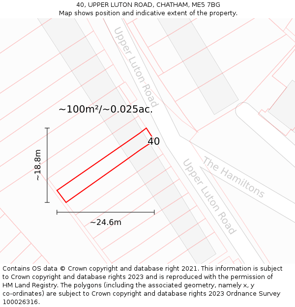 40, UPPER LUTON ROAD, CHATHAM, ME5 7BG: Plot and title map
