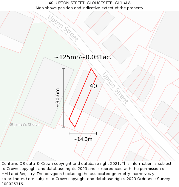 40, UPTON STREET, GLOUCESTER, GL1 4LA: Plot and title map