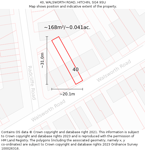 40, WALSWORTH ROAD, HITCHIN, SG4 9SU: Plot and title map