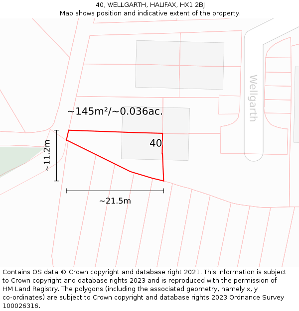 40, WELLGARTH, HALIFAX, HX1 2BJ: Plot and title map