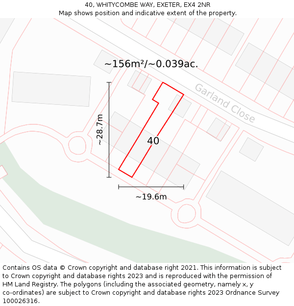 40, WHITYCOMBE WAY, EXETER, EX4 2NR: Plot and title map