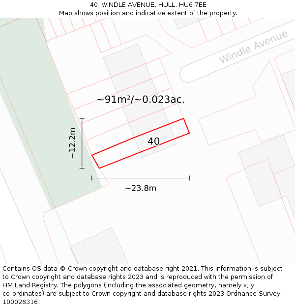 40, WINDLE AVENUE, HULL, HU6 7EE: Plot and title map