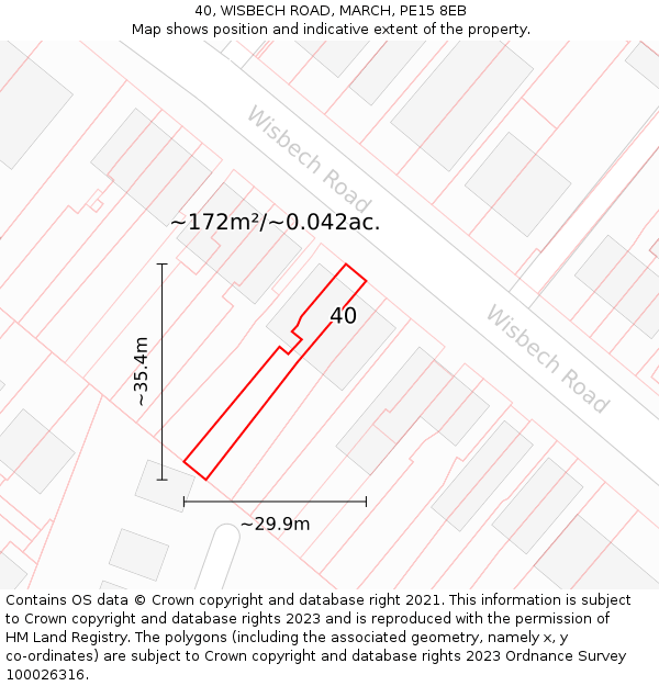 40, WISBECH ROAD, MARCH, PE15 8EB: Plot and title map