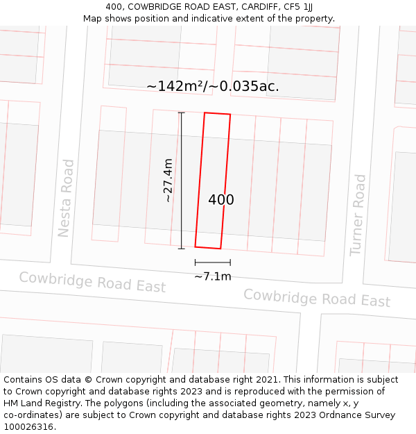 400, COWBRIDGE ROAD EAST, CARDIFF, CF5 1JJ: Plot and title map