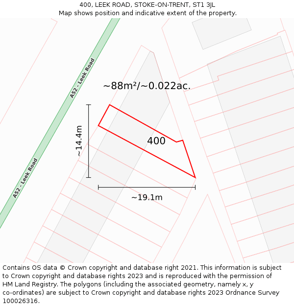 400, LEEK ROAD, STOKE-ON-TRENT, ST1 3JL: Plot and title map