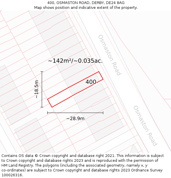 400, OSMASTON ROAD, DERBY, DE24 8AG: Plot and title map