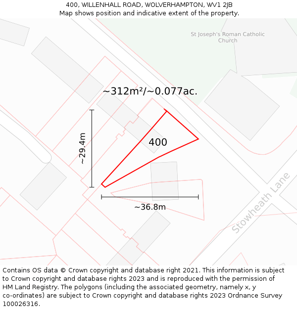 400, WILLENHALL ROAD, WOLVERHAMPTON, WV1 2JB: Plot and title map