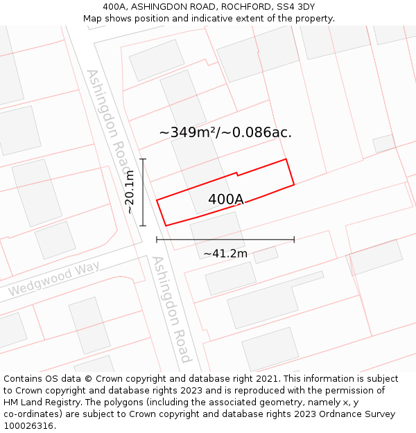400A, ASHINGDON ROAD, ROCHFORD, SS4 3DY: Plot and title map