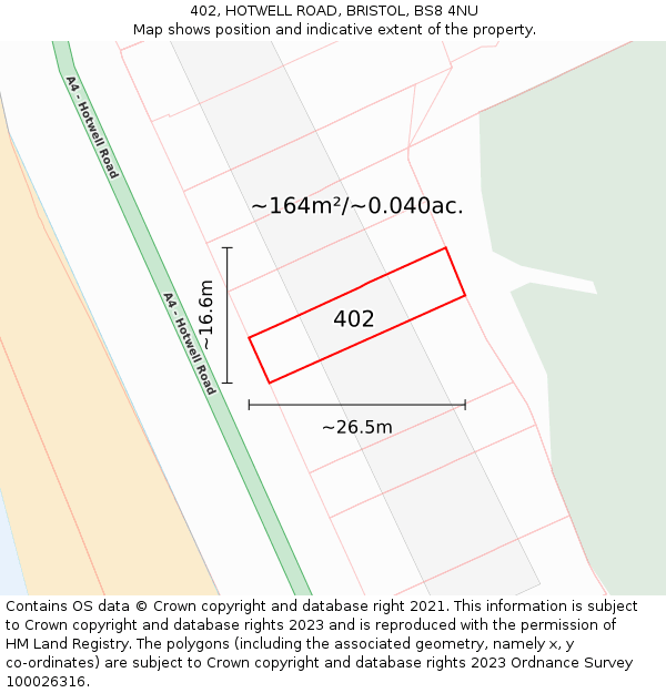 402, HOTWELL ROAD, BRISTOL, BS8 4NU: Plot and title map