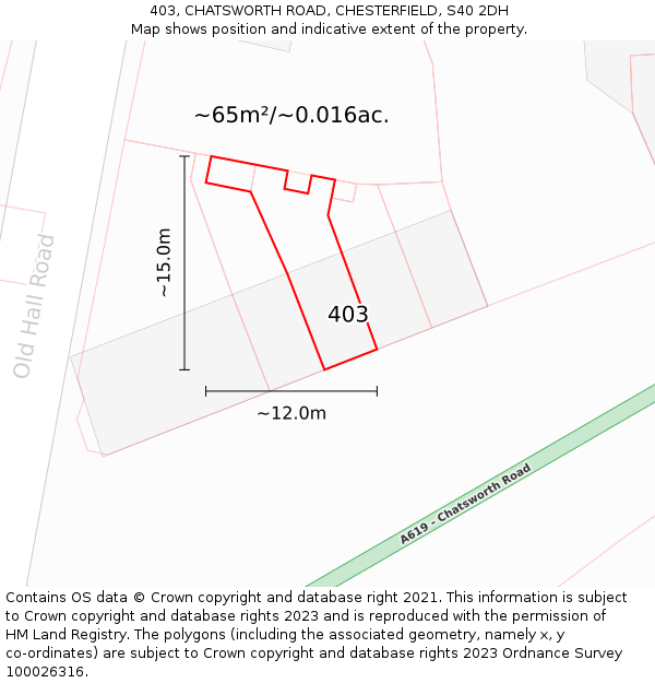 403, CHATSWORTH ROAD, CHESTERFIELD, S40 2DH: Plot and title map