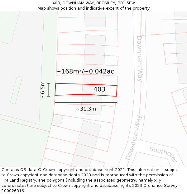 403, DOWNHAM WAY, BROMLEY, BR1 5EW: Plot and title map