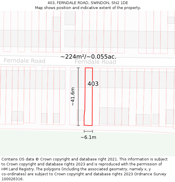 403, FERNDALE ROAD, SWINDON, SN2 1DE: Plot and title map