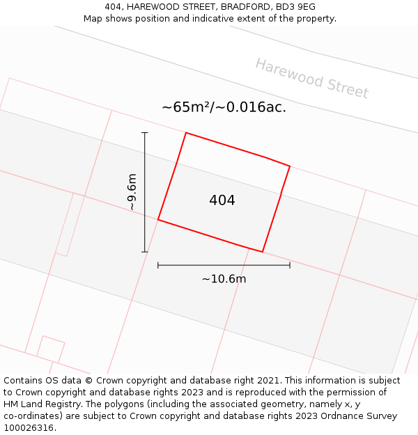 404, HAREWOOD STREET, BRADFORD, BD3 9EG: Plot and title map