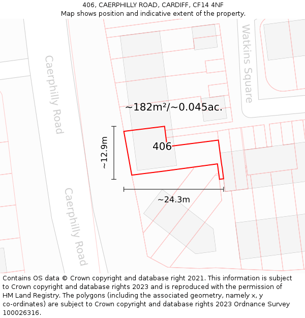 406, CAERPHILLY ROAD, CARDIFF, CF14 4NF: Plot and title map