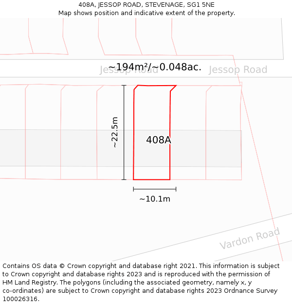 408A, JESSOP ROAD, STEVENAGE, SG1 5NE: Plot and title map