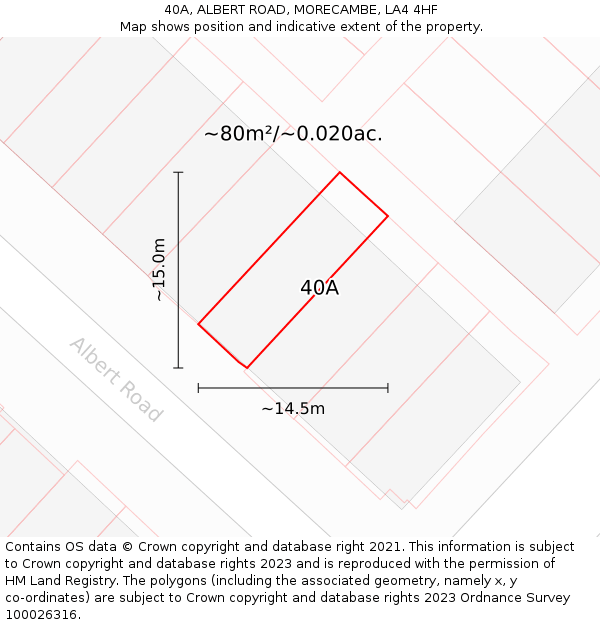 40A, ALBERT ROAD, MORECAMBE, LA4 4HF: Plot and title map