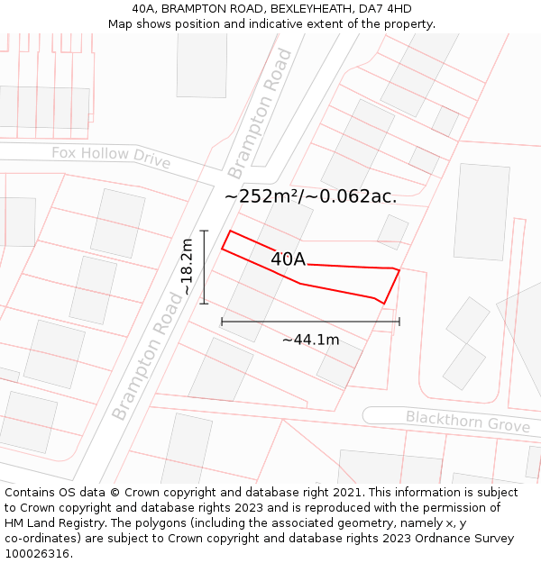 40A, BRAMPTON ROAD, BEXLEYHEATH, DA7 4HD: Plot and title map