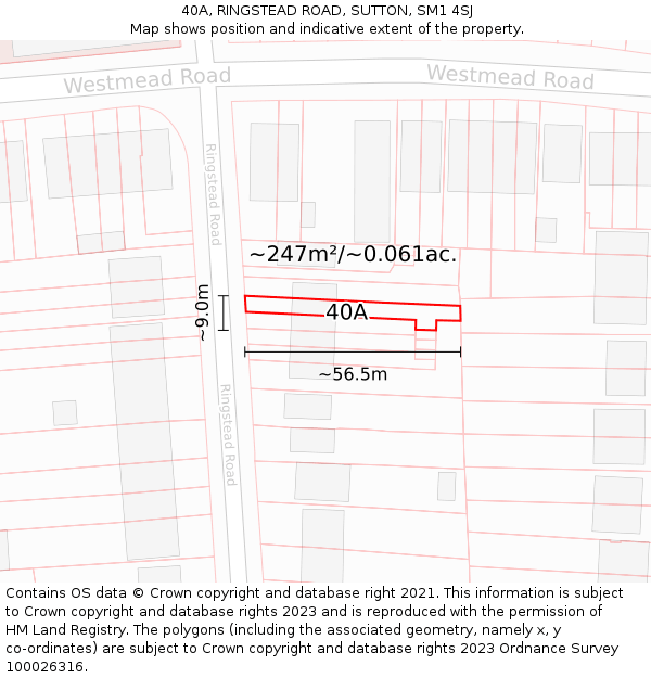 40A, RINGSTEAD ROAD, SUTTON, SM1 4SJ: Plot and title map