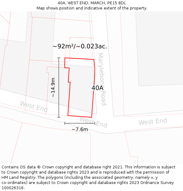 40A, WEST END, MARCH, PE15 8DL: Plot and title map