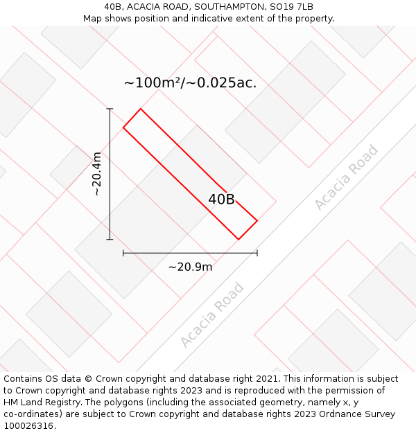 40B, ACACIA ROAD, SOUTHAMPTON, SO19 7LB: Plot and title map