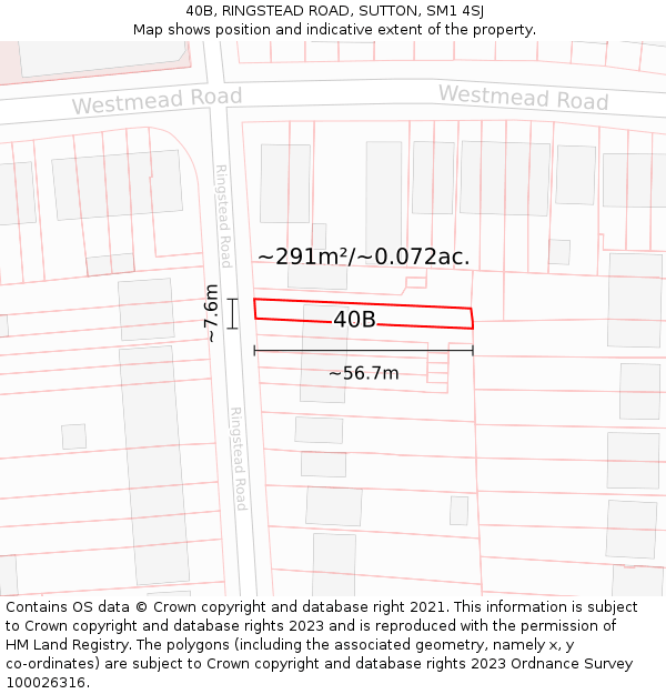 40B, RINGSTEAD ROAD, SUTTON, SM1 4SJ: Plot and title map