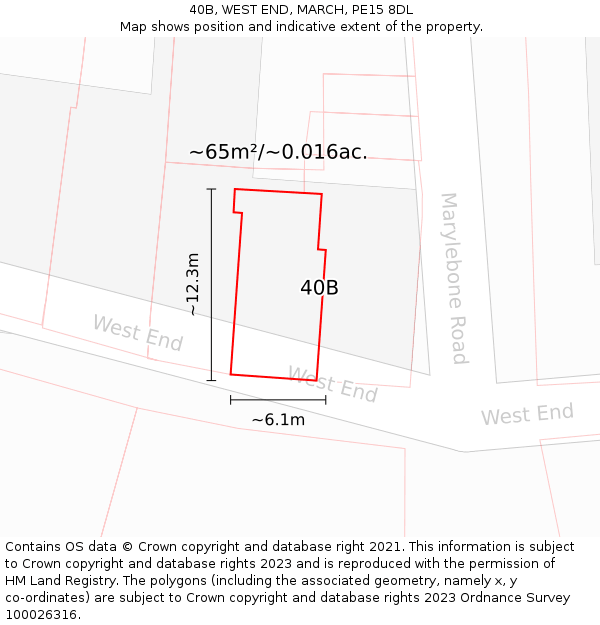 40B, WEST END, MARCH, PE15 8DL: Plot and title map