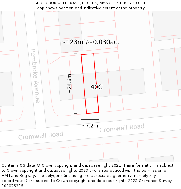 40C, CROMWELL ROAD, ECCLES, MANCHESTER, M30 0GT: Plot and title map