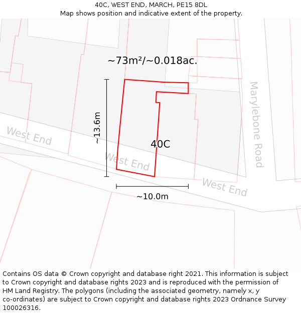 40C, WEST END, MARCH, PE15 8DL: Plot and title map