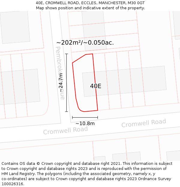 40E, CROMWELL ROAD, ECCLES, MANCHESTER, M30 0GT: Plot and title map