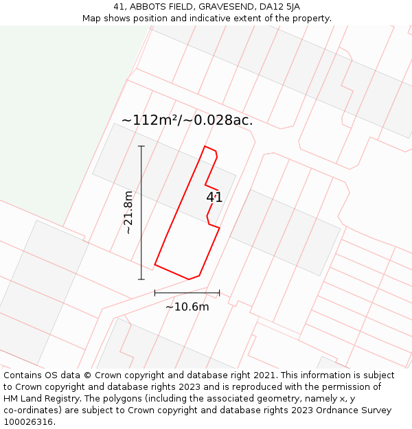 41, ABBOTS FIELD, GRAVESEND, DA12 5JA: Plot and title map