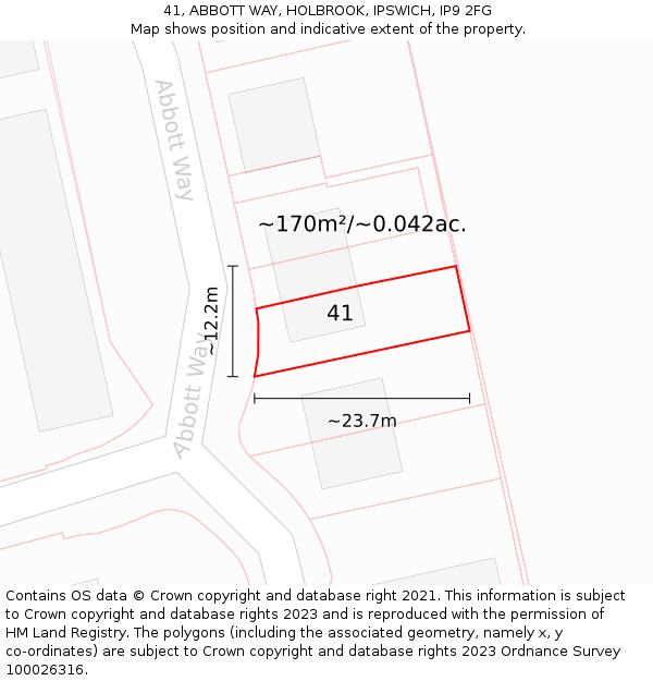 41, ABBOTT WAY, HOLBROOK, IPSWICH, IP9 2FG: Plot and title map
