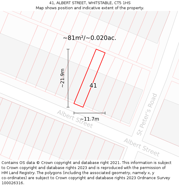 41, ALBERT STREET, WHITSTABLE, CT5 1HS: Plot and title map