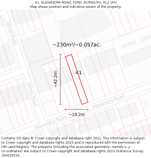 41, ALEXANDRA ROAD, FORD, PLYMOUTH, PL2 1PH: Plot and title map